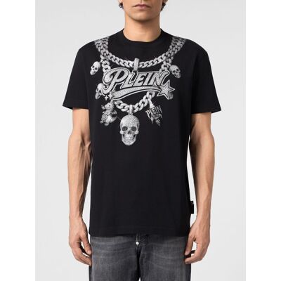 Philipp Plein T-shirt slim fit in cotone con stampa Skull a contrasto Nero Taglia 3XL Philipp Plein T-shirt slim fit in cotone con stampa Skull a contrasto Nero Taglia 3XL