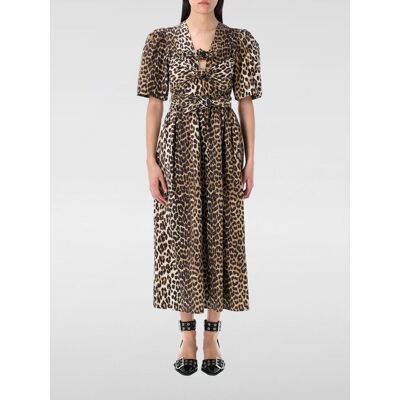 Ganni Abito chemisier in cotone organico con stampa animalier Marrone Taglia 36 Ganni Abito chemisier in cotone organico con stampa animalier Marrone Taglia 36