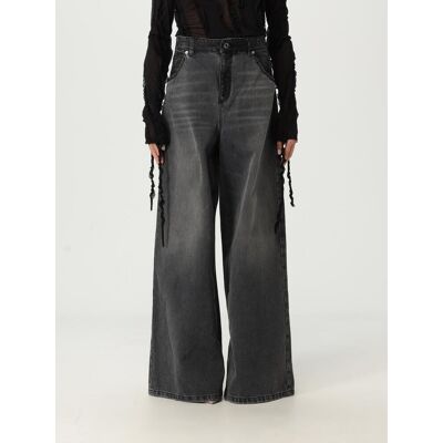 Blumarine Jeans a palazzo in denim con inserti in pizzo Grigio Taglia 42 Blumarine Jeans a palazzo in denim con inserti in pizzo Grigio Taglia 42