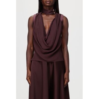 Elisabetta Franchi Top in viscosa Marrone Taglia 44 Elisabetta Franchi Top in viscosa Marrone Taglia 44