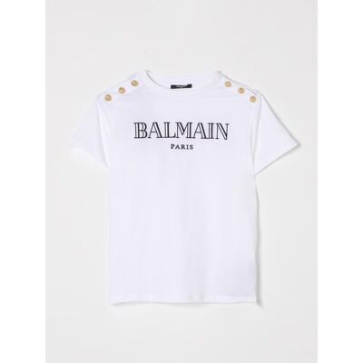 Balmain T-shirt in cotone con logo Bianco Taglia 6 Balmain T-shirt in cotone con logo Bianco Taglia 6