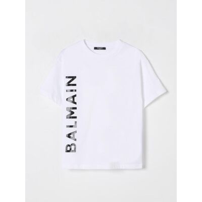 Balmain T-shirt in cotone con logo Bianco Taglia 12 Balmain T-shirt in cotone con logo Bianco Taglia 12