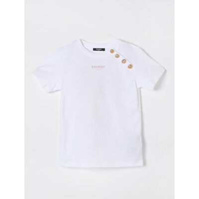 Balmain T-shirt con mini logo e bottoni Bianco Taglia 8 Balmain T-shirt con mini logo e bottoni Bianco Taglia 8