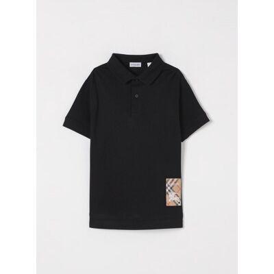 Burberry Polo in cotone con logo Nero Taglia 12 Burberry Polo in cotone con logo Nero Taglia 12