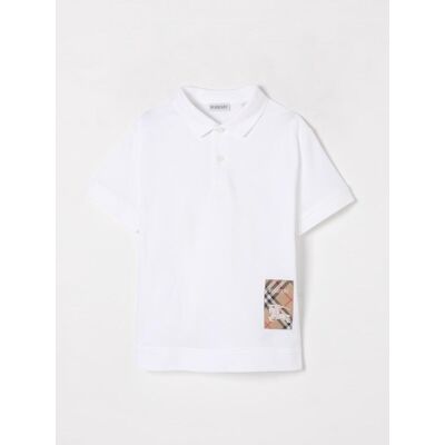 Burberry Polo in cotone con logo Bianco Taglia 10 Burberry Polo in cotone con logo Bianco Taglia 10