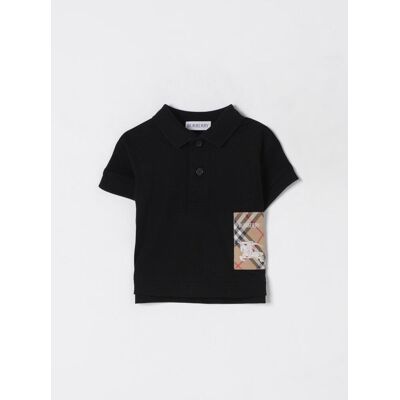 Burberry Polo in cotone con toppa check Nero Taglia 6M Burberry Polo in cotone con toppa check Nero Taglia 6M