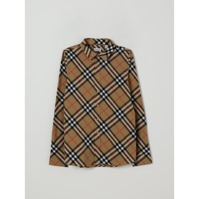 Burberry Camicia in cotone con motivo Vintage Check Beige Taglia 8 Burberry Camicia in cotone con motivo Vintage Check Beige Taglia 8