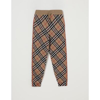 Burberry Pantalone in lana con motivo Vintage Check Beige Taglia 12 Burberry Pantalone in lana con motivo Vintage Check Beige Taglia 12