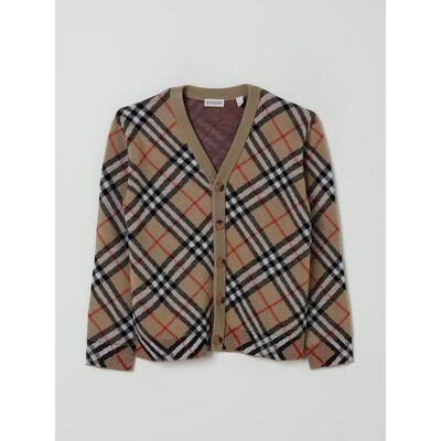 Burberry Cardigan di lana check Beige Taglia 10 Burberry Cardigan di lana check Beige Taglia 10