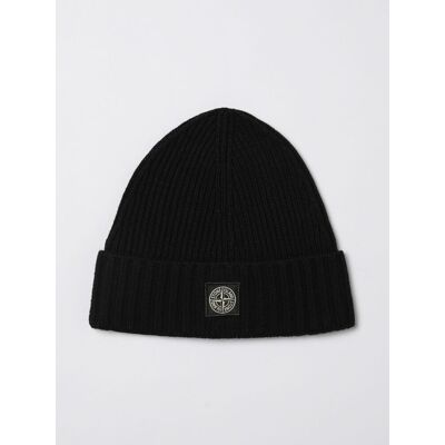 Stone Island Cappello in lana vergine a coste Nero Taglia 2 Stone Island Cappello in lana vergine a coste Nero Taglia 2