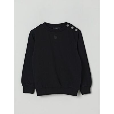 Balmain Felpa in cotone con logo ricamato Nero Taglia 8 Balmain Felpa in cotone con logo ricamato Nero Taglia 8