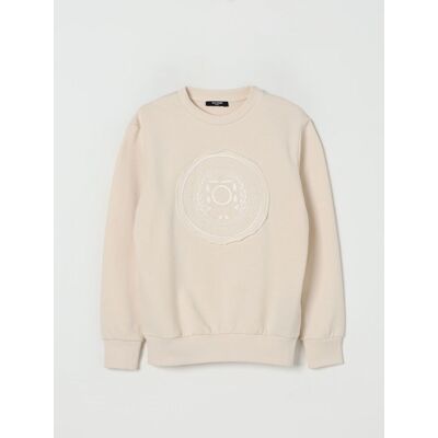 Balmain Felpa in cotone con stemma ricamato Beige Taglia 14 Balmain Felpa in cotone con stemma ricamato Beige Taglia 14