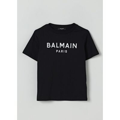 Balmain T-shirt in cotone con stampa logo Nero Taglia 12 Balmain T-shirt in cotone con stampa logo Nero Taglia 12