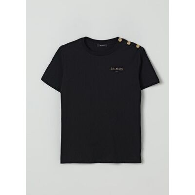 Balmain T-shirt in cotone con logo e bottoni gioiello Nero Taglia 8 Balmain T-shirt in cotone con logo e bottoni gioiello Nero Taglia 8