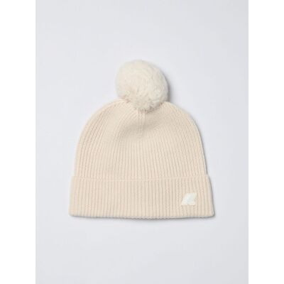 K-Way Cappello in lana a coste con pompon Bianco Taglia 2 K-Way Cappello in lana a coste con pompon Bianco Taglia 2