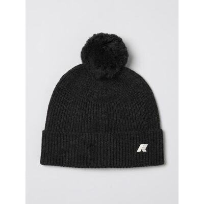 K-Way Cappello in lana a coste con pompon Nero Taglia 2 K-Way Cappello in lana a coste con pompon Nero Taglia 2