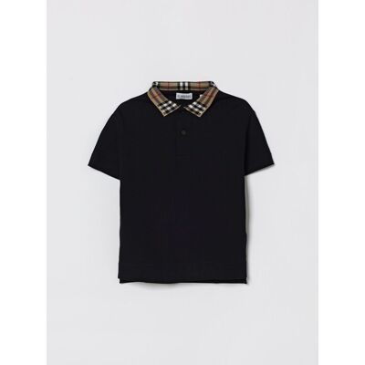 Burberry Polo in jersey di cotone con collo check Nero Taglia 8 Burberry Polo in jersey di cotone con collo check Nero Taglia 8