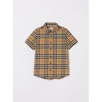 Burberry Camicia in cotone con motivo Vintage Check Beige Taglia 10 Burberry Camicia in cotone con motivo Vintage Check Beige Taglia 10