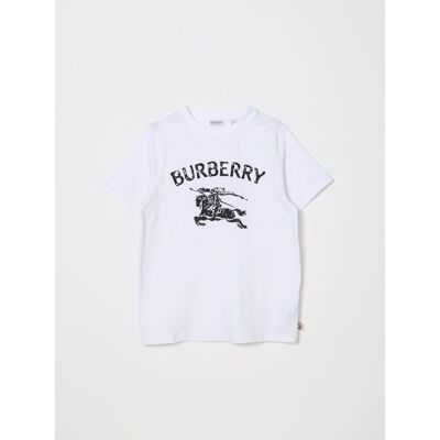 Burberry T-shirt in cotone con logo Bianco Taglia 8 Burberry T-shirt in cotone con logo Bianco Taglia 8