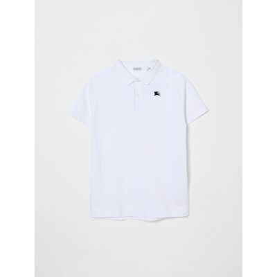 Burberry Polo in cotone con logo Bianco Taglia 8 Burberry Polo in cotone con logo Bianco Taglia 8