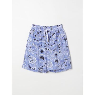 Etro Pantaloncino in cotone con stampa Paisley Celeste Taglia 10 Etro Pantaloncino in cotone con stampa Paisley Celeste Taglia 10