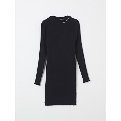 Balmain Abito con logo jacquard in cotone Blue Taglia 14 Balmain Abito con logo jacquard in cotone Blue Taglia 14