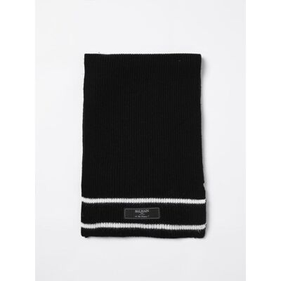 Balmain Sciarpa in lana vergine a coste Nero Taglia 3 Balmain Sciarpa in lana vergine a coste Nero Taglia 3