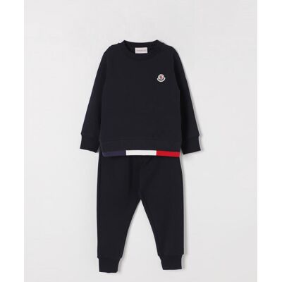 Moncler Coordinato in cotone basic con logo Blue Taglia 12 Moncler Coordinato in cotone basic con logo Blue Taglia 12