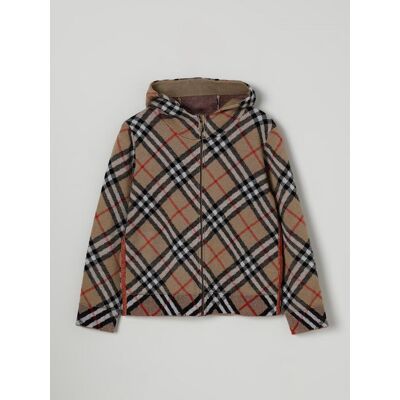Burberry Cardigan di lana check con cappuccio Beige Taglia 12 Burberry Cardigan di lana check con cappuccio Beige Taglia 12
