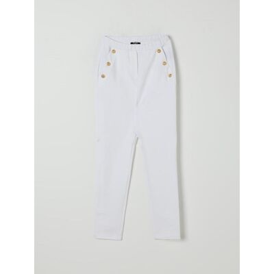Balmain Pantalone con bottoni metallici Bianco Taglia 12 Balmain Pantalone con bottoni metallici Bianco Taglia 12