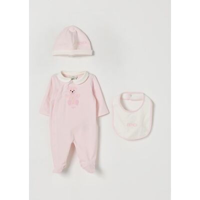 Fendi Coordinato in cotone con Orsetto FF Rosa Taglia 1M Fendi Coordinato in cotone con Orsetto FF Rosa Taglia 1M