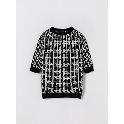 Balmain Abito in cotone e lana con monogram Avorio Taglia 18M Balmain Abito in cotone e lana con monogram Avorio Taglia 18M