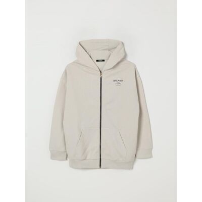 Balmain Felpa in cotone con cappuccio Beige Taglia 13 Balmain Felpa in cotone con cappuccio Beige Taglia 13