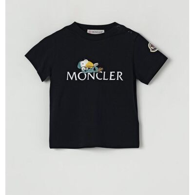 Moncler T-shirt in cotone con logo stampato Blue Taglia 9M Moncler T-shirt in cotone con logo stampato Blue Taglia 9M