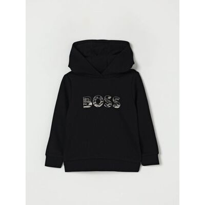 Boss Felpa in cotone con logo Nero Taglia 10 Boss Felpa in cotone con logo Nero Taglia 10