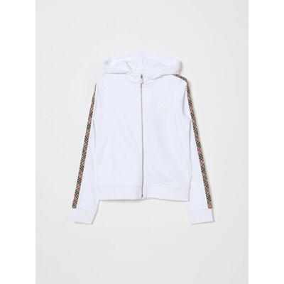 Burberry Felpa con cappuccio in cotone stretch Bianco Taglia 8 Burberry Felpa con cappuccio in cotone stretch Bianco Taglia 8