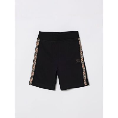 Burberry Pantaloncini jogging in cotone con bande check Nero Taglia 12 Burberry Pantaloncini jogging in cotone con bande check Nero Taglia 12