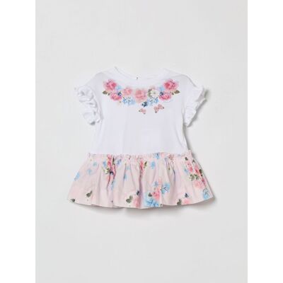 Monnalisa Abito in cotone stretch con stampa floreale Bianco Taglia 12M Monnalisa Abito in cotone stretch con stampa floreale Bianco Taglia 12M