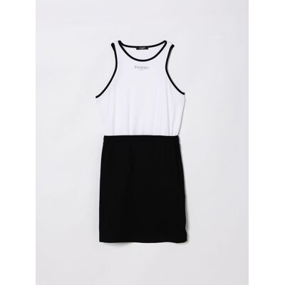 Balmain Abito mini in cotone stretch Nero Taglia 12 Balmain Abito mini in cotone stretch Nero Taglia 12