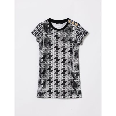 Balmain Abito mini in cotone monogram Bianco Taglia 6 Balmain Abito mini in cotone monogram Bianco Taglia 6