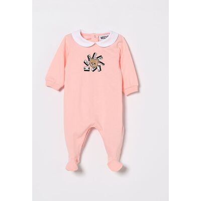 Moschino Tuta in cotone con logo Rosa Taglia 3M Moschino Tuta in cotone con logo Rosa Taglia 3M