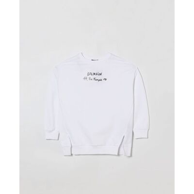 Balmain Felpa a girocollo in cotone con logo Bianco Taglia 14 Balmain Felpa a girocollo in cotone con logo Bianco Taglia 14