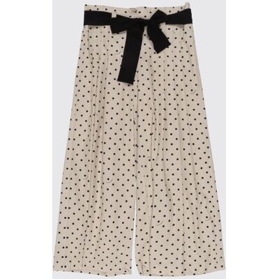 Monnalisa Pantaloni a gamba larga in cotone a pois Beige Taglia 4 Monnalisa Pantaloni a gamba larga in cotone a pois Beige Taglia 4