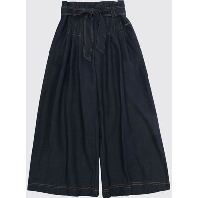 Monnalisa Pantaloni culotte da bambina in cotone a gamba larga con cintura Blue Taglia 5 Monnalisa Pantaloni culotte da bambina in cotone a gamba larga con cintura Blue Taglia 5