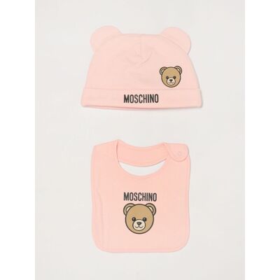 Moschino Cappello da neonato in cotone con stampa logo Rosa Taglia 2 Moschino Cappello da neonato in cotone con stampa logo Rosa Taglia 2