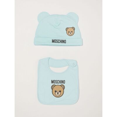 Moschino Cappello da neonato in cotone con stampa logo Azzurro Taglia 2 Moschino Cappello da neonato in cotone con stampa logo Azzurro Taglia 2