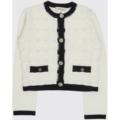 Twinset Cardigan girocollo da bambina in jersey con chiusura a bottoni Bianco 1 Taglia 16 Twinset Cardigan girocollo da bambina in jersey con chiusura a bottoni Bianco 1 Taglia 16