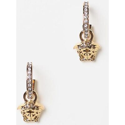 Versace Orecchini in ottone con strass incastonati Oro Taglia OS Versace Orecchini in ottone con strass incastonati Oro Taglia OS