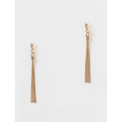 Saint Laurent Orecchini Cassandre in ottone con nappe Oro Taglia OS Saint Laurent Orecchini Cassandre in ottone con nappe Oro Taglia OS