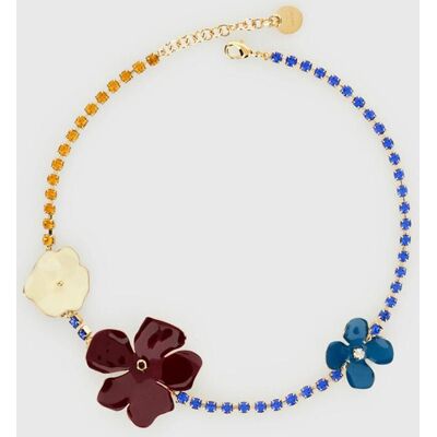 Marni Collana in ottone con strass e fiori Fa01 Taglia OS Marni Collana in ottone con strass e fiori Fa01 Taglia OS